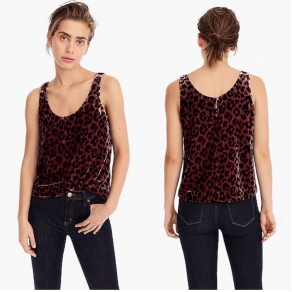 J.Crew Pink Leopard Velvet Top Sz 00 NWT